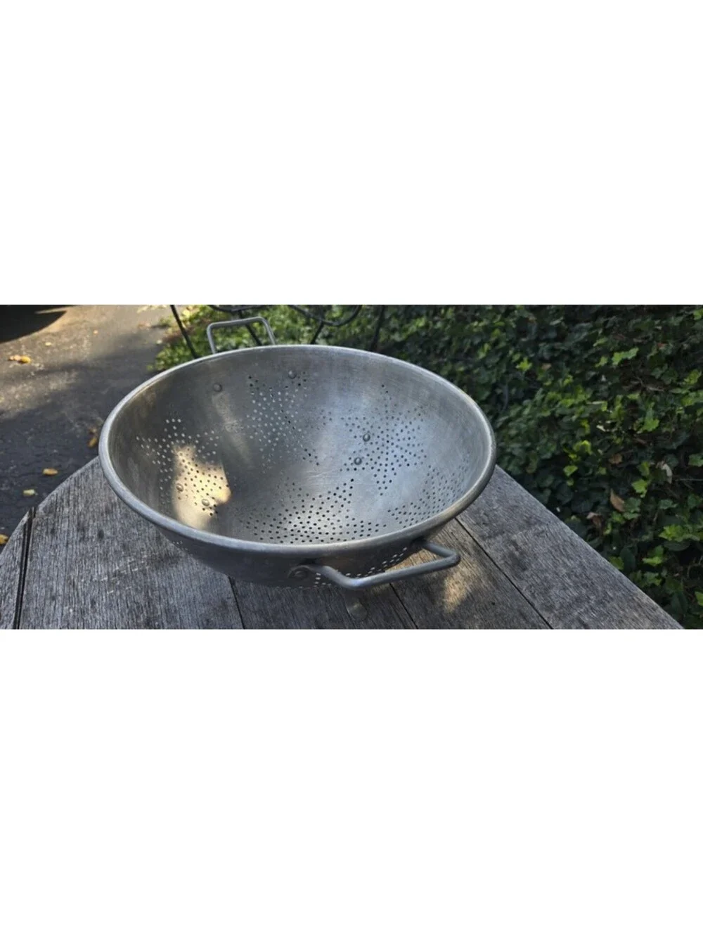 Antique Tin 7 Star Colander 2 Handles Farmhouse 3 Legs 11W”X5
